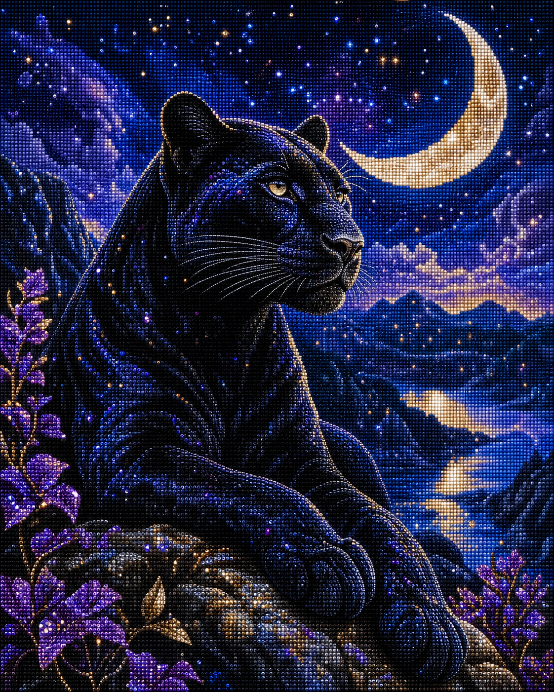Black Panther Moon Diamond Painting Kit
