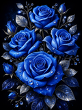 Blue Rose Bouquet Diamond Painting Kit