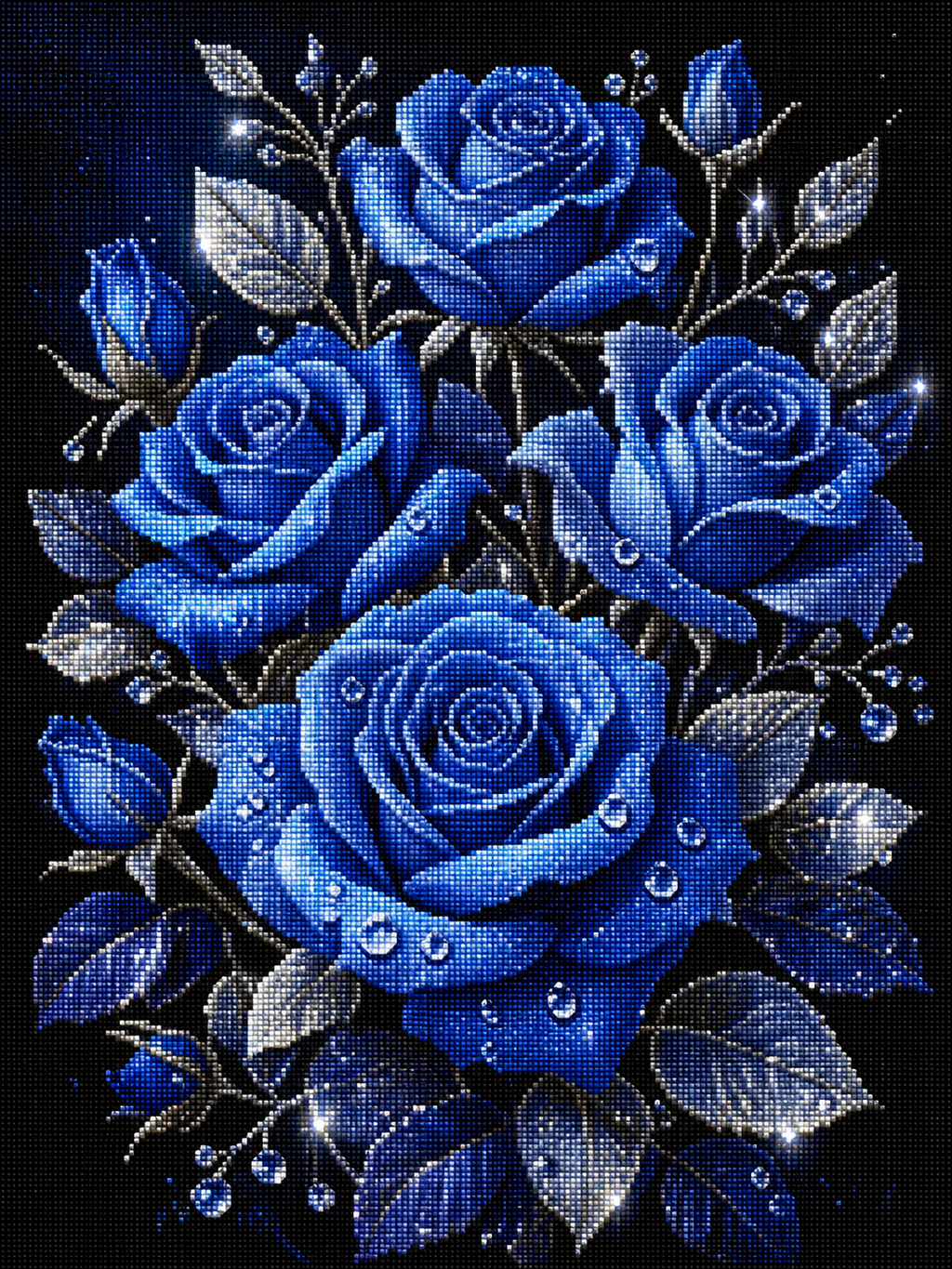 Blue Rose Bouquet Diamond Painting Kit