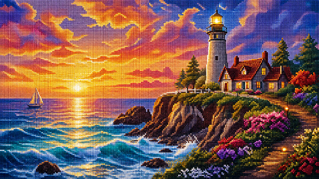 Sunset Lighthouse Diamond Painting Kit