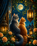 Moonlit Cats Window Diamond Painting Kit