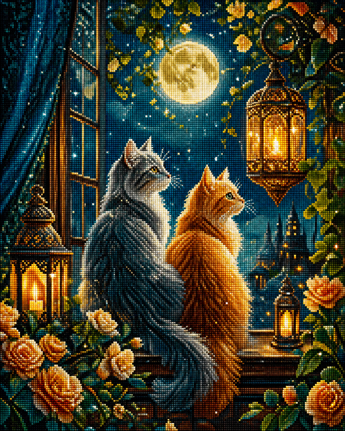 Moonlit Cats Window Diamond Painting Kit