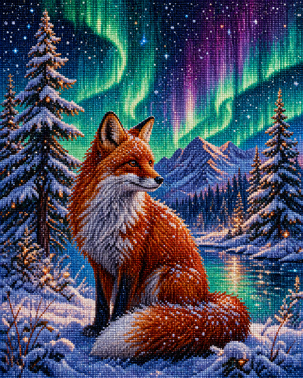 Fox Northern Lights Diamond Painting Kit