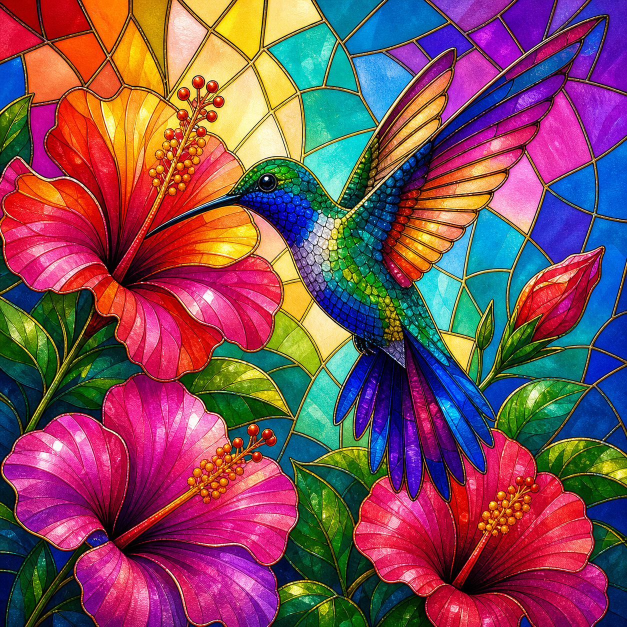 Hummingbird Hibiscus Diamond Painting Kit