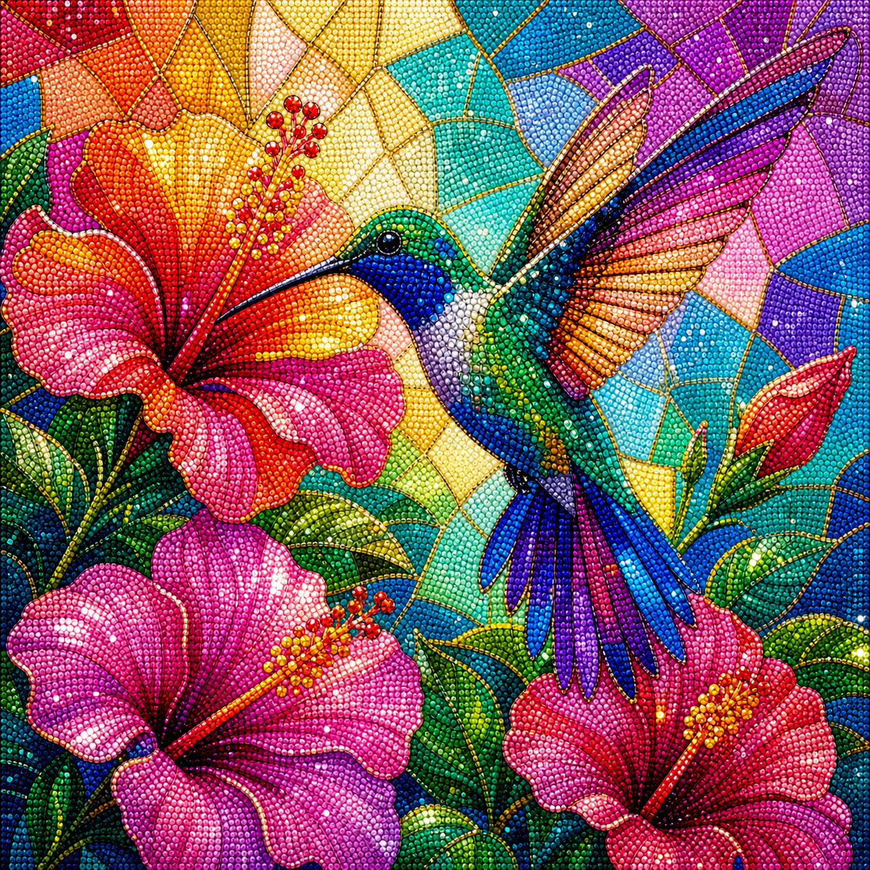 Hummingbird Hibiscus Diamond Painting Kit