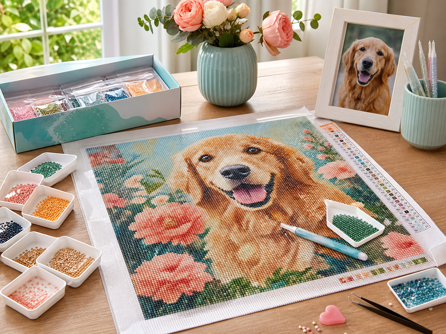 Custom diamond painting kit made from your photo with AB and Fairy Dust drills